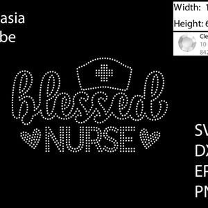 Gesegnete Krankenschwester Strass Vorlage SVG | DXF | Cricut, Scherenschnitt | (1897)