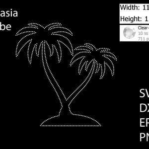 Palm Tree Rhinestone template SVG | DXF | EPS Cricut, Silhouette | (1616)