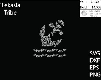 Anchor Rhinestone template SVG | DXF | EPS | Cricut, Silhouette | (2029)