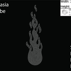 Puede incluir: Un diseño de llama hecho de pequeños cristales transparentes sobre un fondo negro. La imagen incluye el texto "iLekasia Tribe" y los formatos de archivo SVG, DXF, EPS y PNG. La llama mide aproximadamente 7,6 cm de ancho y 28,17 cm de alto.