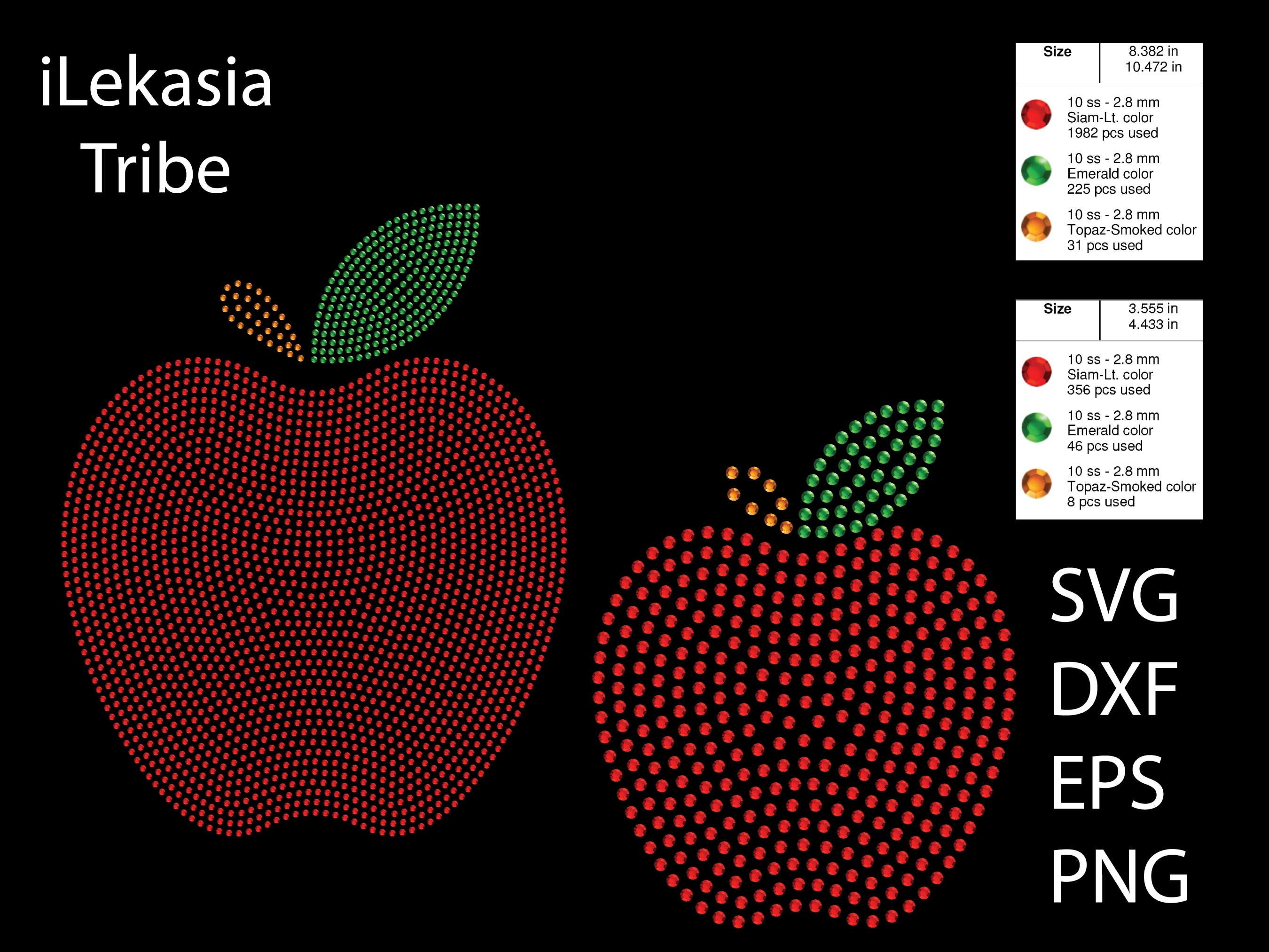 Apple Rhinestone Apple Rhinestone Template SVG | DXF | Cricut, Silhouette | (1110 & 1111 ...