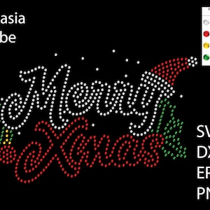 Merry Xmas Rhinestone template SVG | DXF | Cricut, Silhouette | (1216)