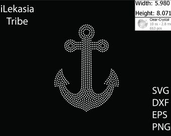 Anchor Rhinestone template SVG | DXF | EPS | Cricut, Silhouette | (2089)