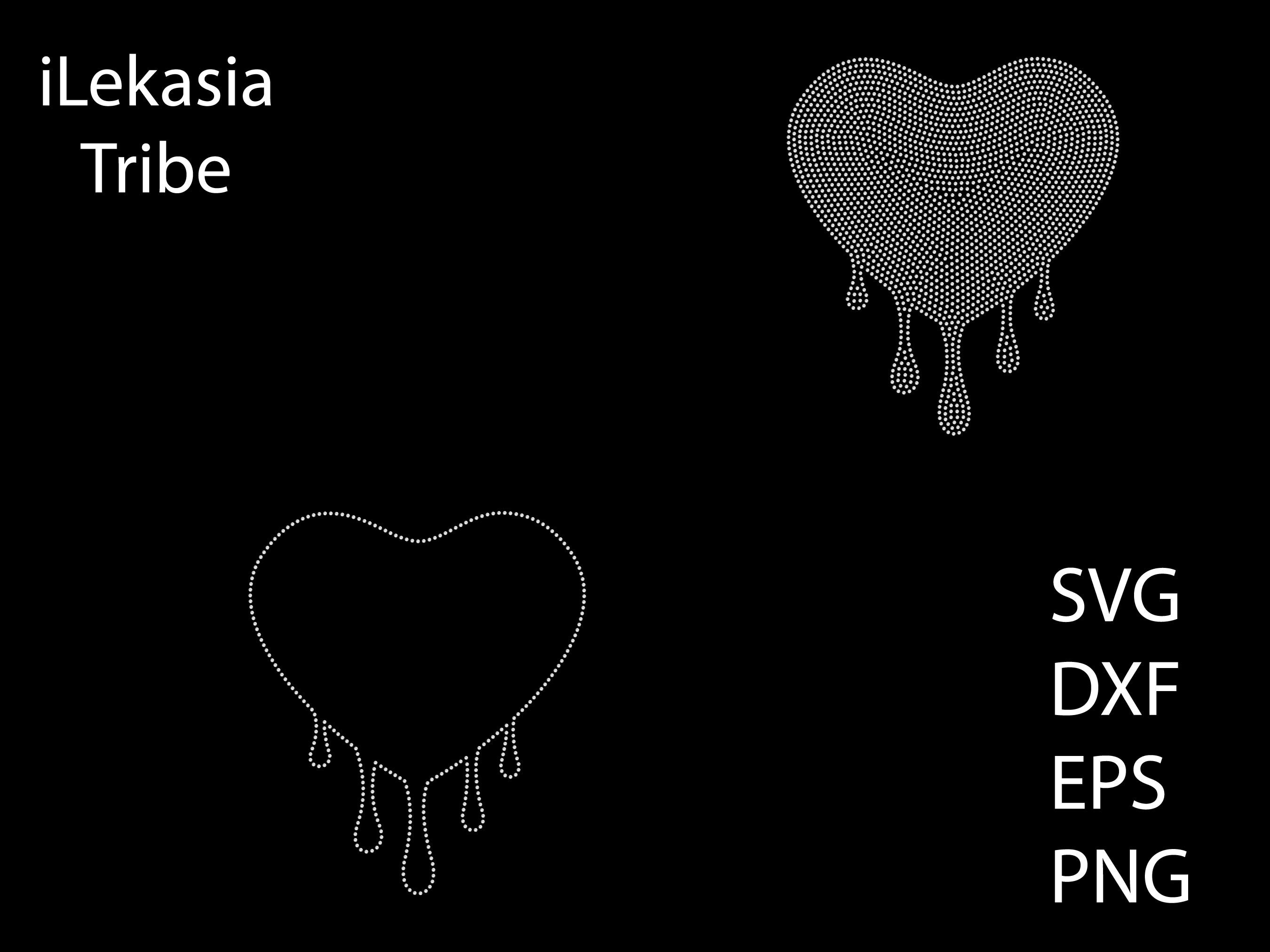 Dripping Heart Rhinestone Template SVG | DXF | Cricut, Silhouette