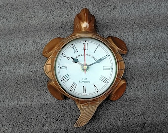 Nautical Brass Smith Turtle Wall Clock & Desk Clock, Office Desk Clock, Office Decor, Home Decor, Gift Item