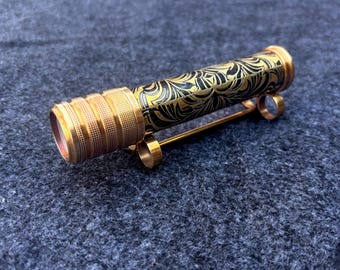Antique Brass Kaleidoscope with Stand: Handmade Collectible Gift Kaleidoscope - Optical Item
