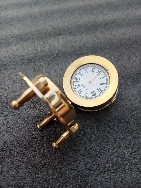 Horloge De Bureau Nautique Vintage En Laiton - Mouvement Quartz, Sonnerie Bim-bam, Neuf, Origine Inde
