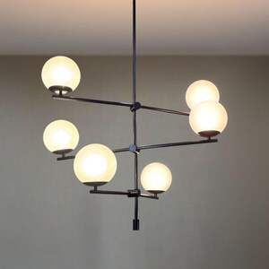 Brass Modern Chandelier for High Ceiling Pendant Light for Home Decor Mid Century Modern Glass Light Fixture for Dining Room Light Fixture