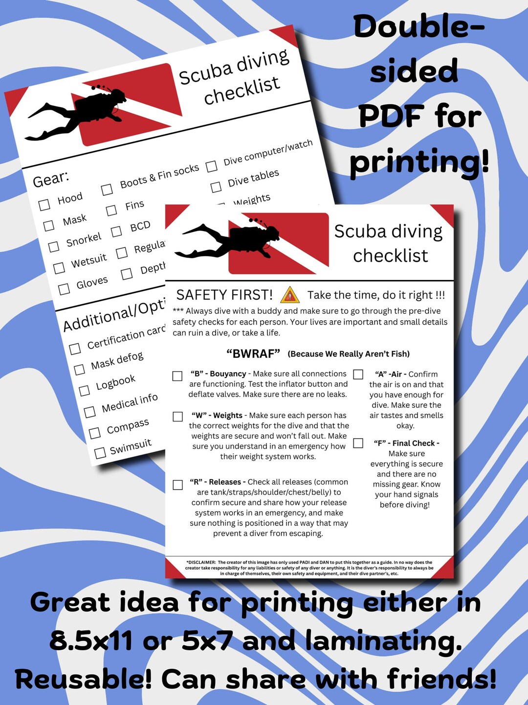 SCUBA Basic Pre-dive PDF (digital File Only) Safety Checklist - Etsy