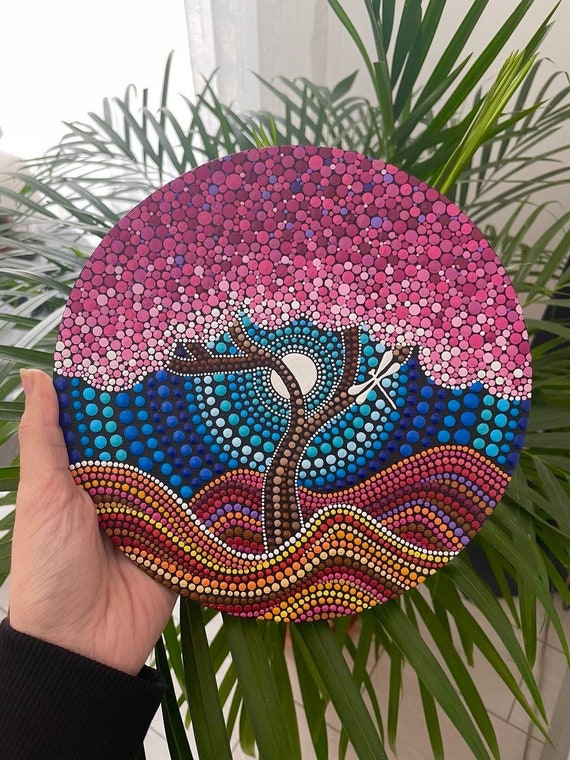 3d Dot Art Mandala on Canvas, Tree of Life Mini Painting, 2020 Cm