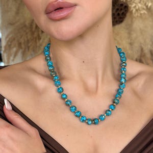 Beaded Necklace - Handmade Turquoise Jewelry, Boho Turquoise Choker, Statement Everyday Necklace for Women, Unique Gift Idea