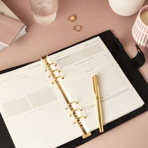 Printed Undated Daily Planner Inserts A5  |Minimal Stationery| Daily planner inserts |undated daily Spread Hourly Detail | A5 Agenda Inserts