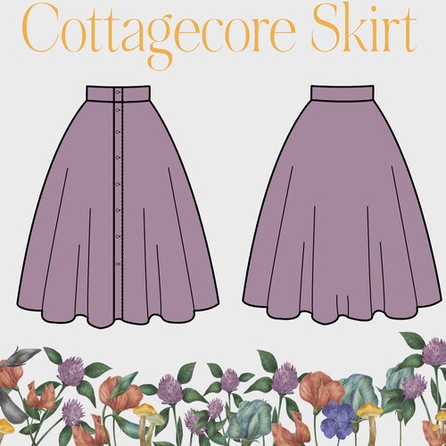 Cottagecore Midi Skirt PDF Sewing Pattern Options for - Etsy