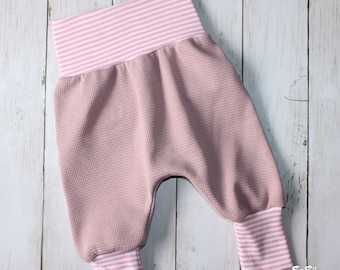 Pumphose 62/68 Baby Hose Kind Junge Mädchen Waffeljersey Rosa Altrosa