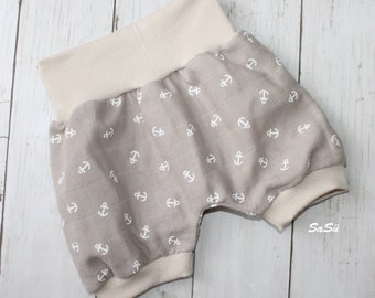 Pump pants short muslin baby pants short pants child boy girl baby size. 56 - 116 anchor shorts