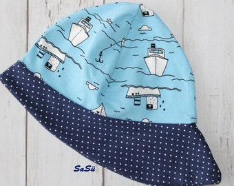 Chapeau de soleil 46-49 tour de tête * Chapeau de soleil * Protection solaire * Chapeau d'été * Chapeau en jersey pour enfants fait à la main avec bord bébé fille garçon unisexe