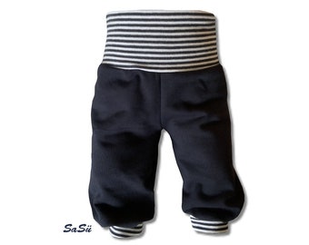 Taille du pantalon de pompage. 50-122 * Sweat * Tissu sweat * Pantalon à enfiler * Pantalon * Bleu * Rayures * Marine * Fait main * Uni * Enfants Bébé