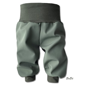 Softshell trousers 74 - 122 * slip-on trousers * trousers * fleece * rain-repellent * handmade * plain * children's * bloomers * softshell trousers lime green