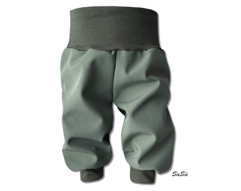 Softshell Hose 74 - 122 * Schlupfhose * Hose * Fleece * Regenabweisend * Handmade * Uni * Kinder * Pumphose * Softshellhose Lindgrün