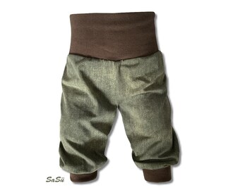 Pumphose Gr. 50-116 Jersey * Jeanslook* Schlupfhose * Hose * Braun * Grün * Handmade * Kinder * Wunschgröße Baby