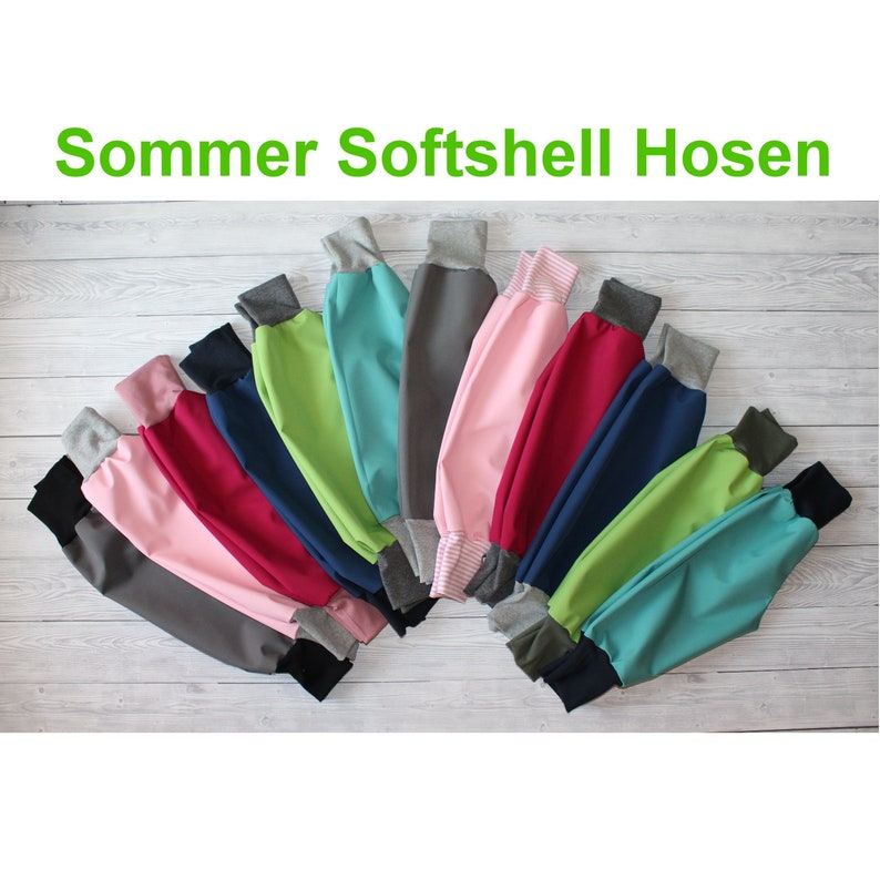 Softshell Hose 74 122 Schlupfhose Hose Fleece Regenabweisend Handmade Uni Kinder Pumphose Softshellhose Lindgrün Bild 5