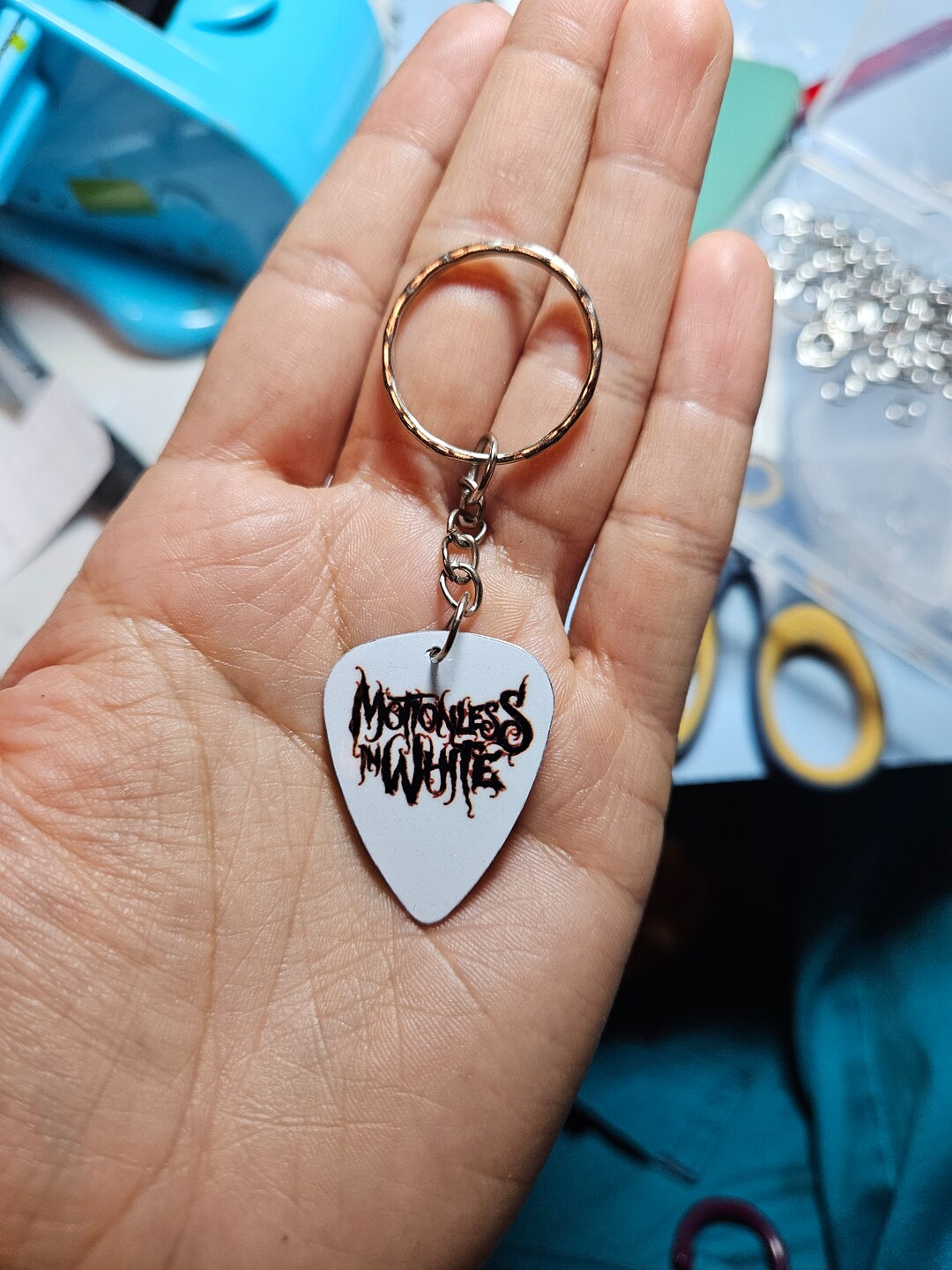 MIW Motionless in White Band Aluminum Guitar Pick Keychain Etsy