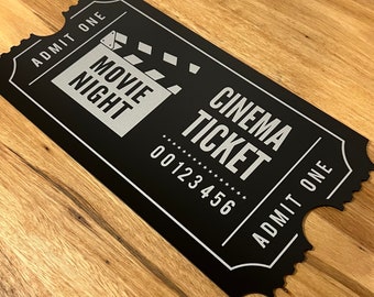 Cinema Ticket | Movie Night | Home Theatre Signs | Signage | Cinema Decor | Popcorn |  Film Camera