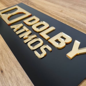 Dolby Atmos | Home Theatre Signs | Signage | Cinema Decor | laser | router | Gold mirror | 3d |