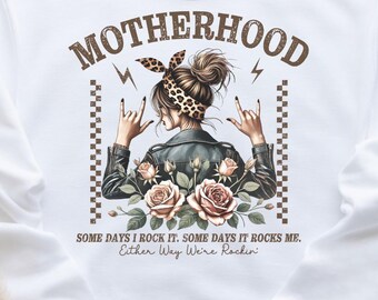 Bluza Rocker Mom | Koszulka z grafiką Skeleton Motherhood | Odzież Rock and Roll Mom