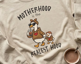 Bluza z kapturem dla mamy i dziecka z kolekcji Motherhood Realest Hood Goose | Odzież codzienna dla mamy i dziecka z kolekcji Motherhood Realest Hood Goose