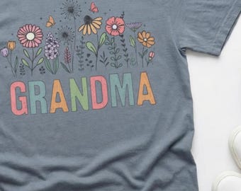 Koszulka z motywem kwiatowym dla babci | Koszulka z pastelowymi kwiatami dla babci | Dzień Matki | Prezent dla babci