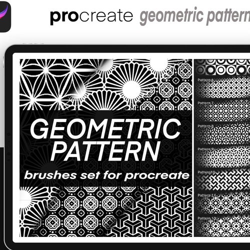 24 Procreate Stamp Geometric Pattern Procreate Brushes Etsy