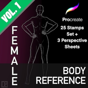 25 Procreate Stamp Body Reference Female, Procreate brushes digital download tattoo design and digital art
