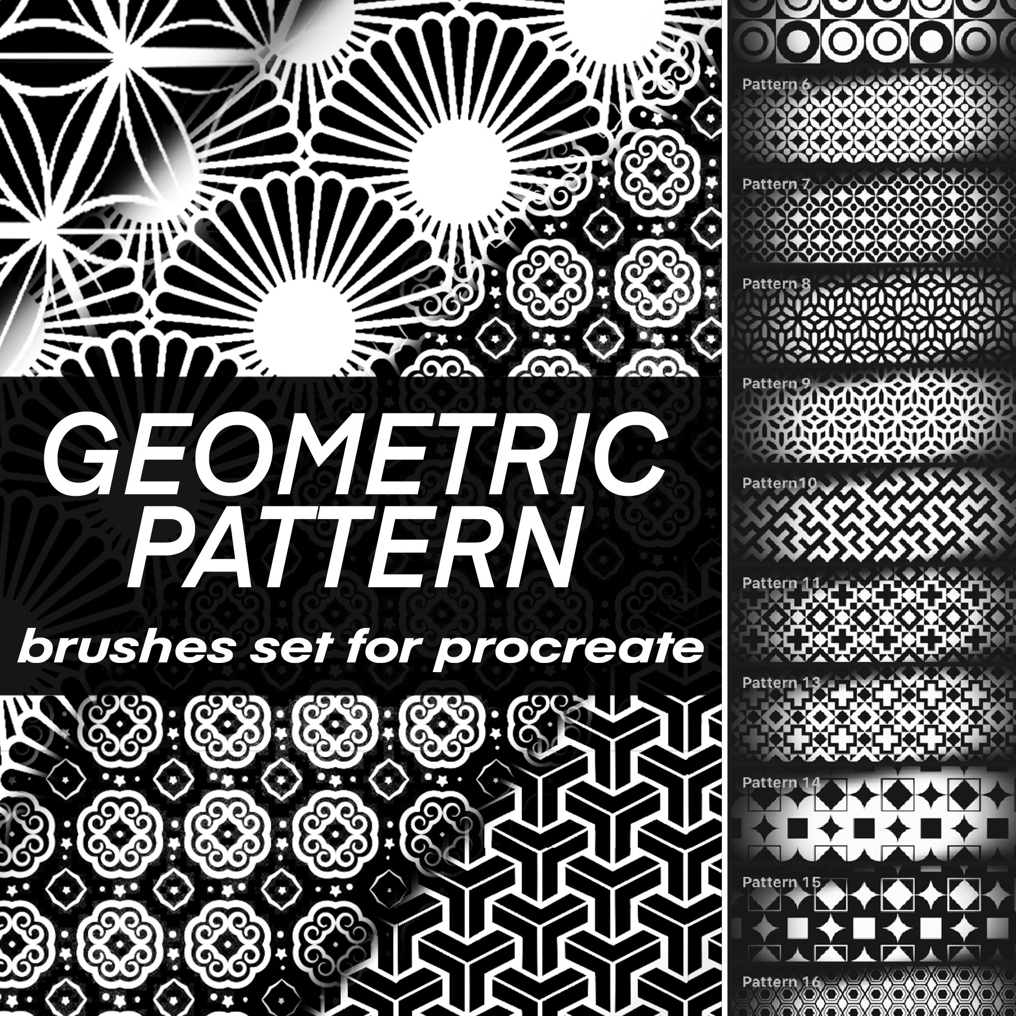 24 Procreate Stamp Geometric Pattern Procreate Brushes Etsy
