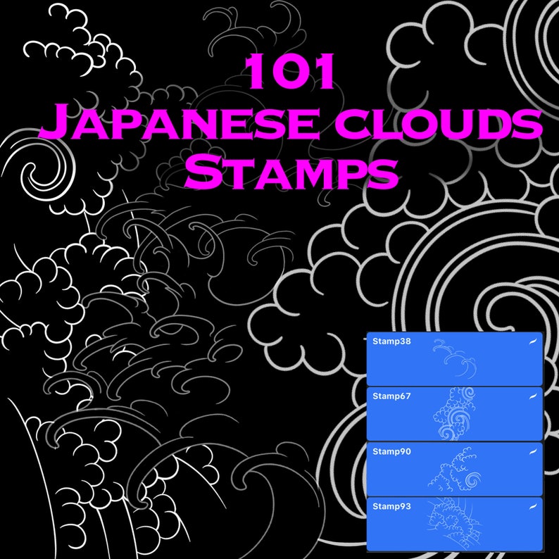 Japanese Cloud Procreate Brushes: Tattoo & Digital Art (digital ...