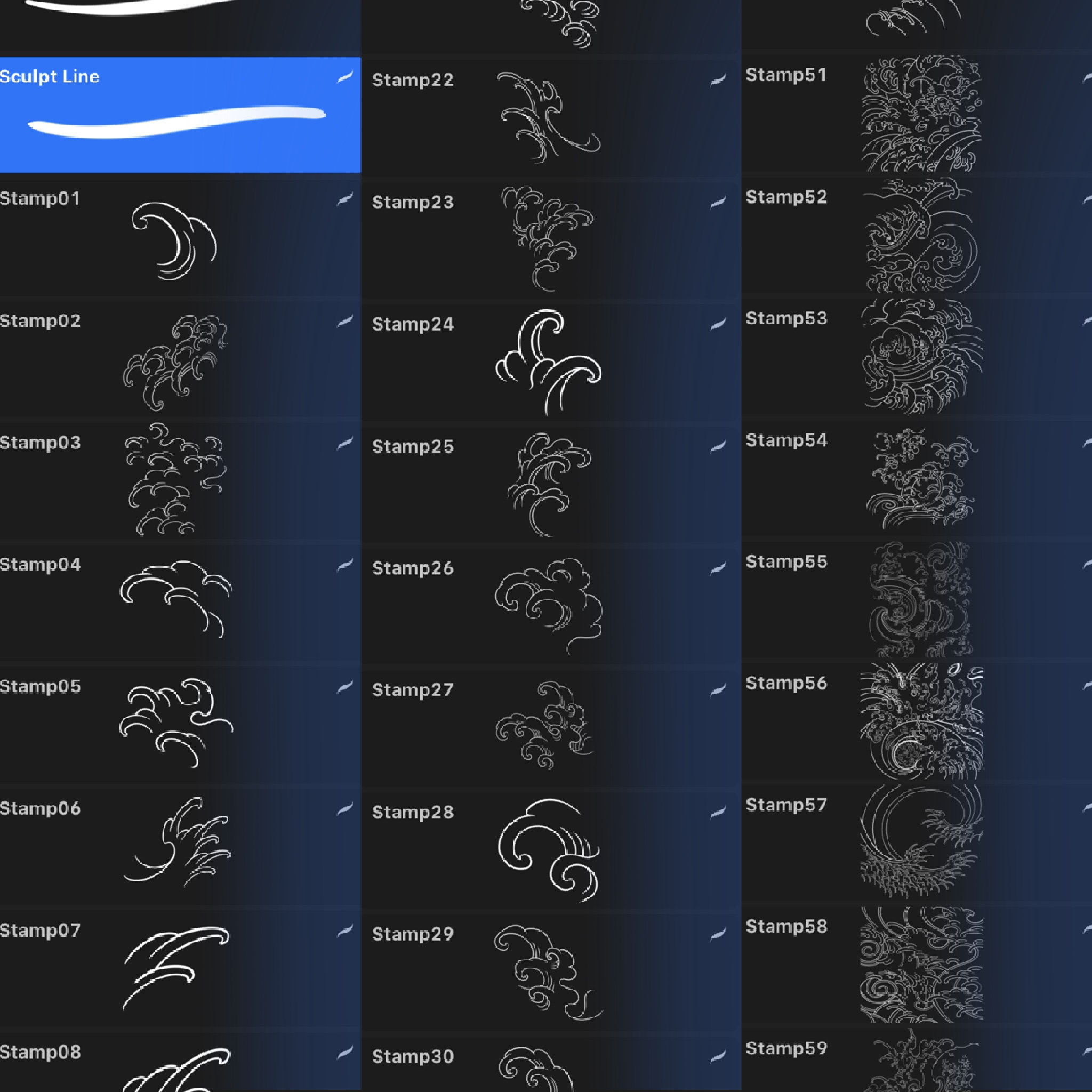 Japanese Waves Procreate Brushes: Tattoo Design Stamps (digital ...