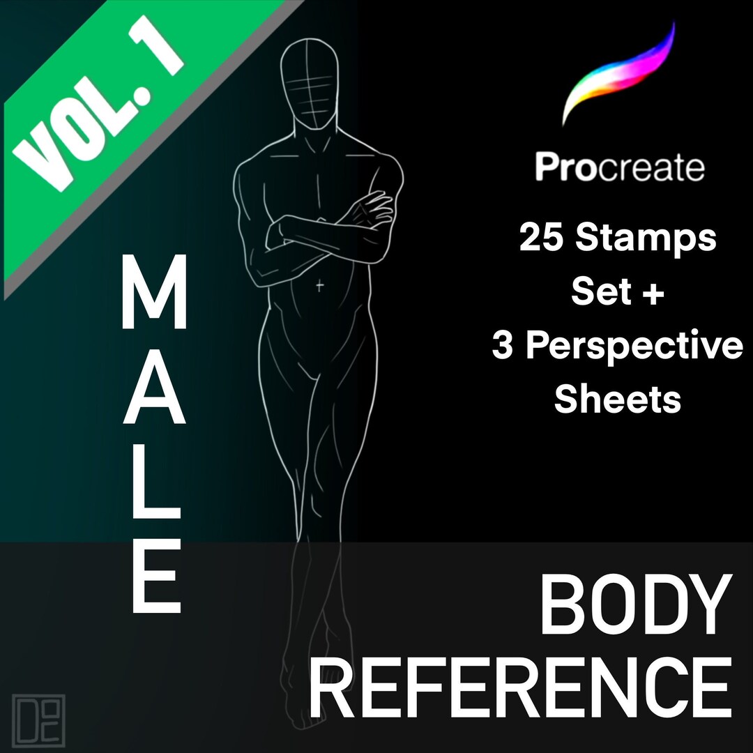 Procreate Male Body Reference Stamps: Tattoo & Digital Art (digital ...