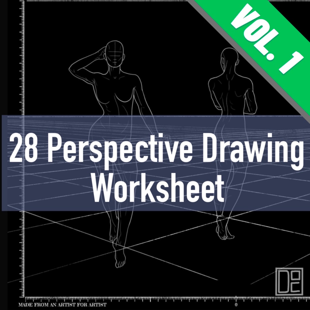 28 Perspective Drawing Worksheets: Procreate & Photoshop Templates ...