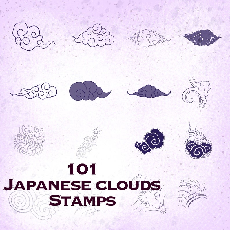 Japanese Cloud Procreate Brushes: Tattoo & Digital Art (digital ...