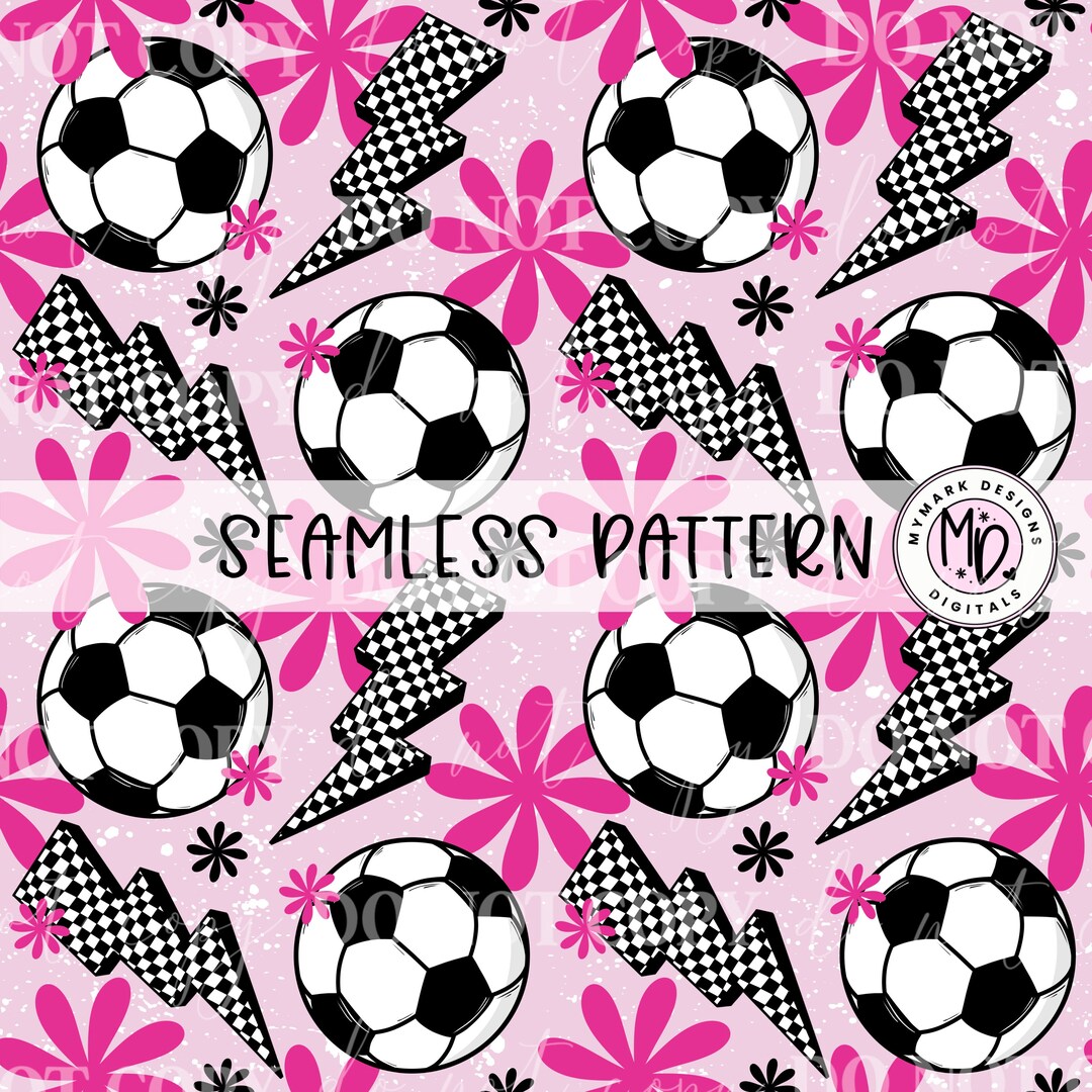 Soccer Pattern | Pink Bolt | Seamless | Digital Paper | Instant ...