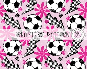 Soccer Pattern | Pink Bolt  | Seamless | Digital Paper | Instant Download |
