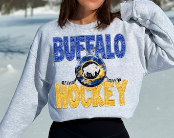 Buffalo Hockey | Faux Embroidery | Instant Download | Sabres | PNG | Faux Sequins