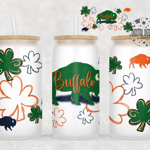 Buffalo Irish 16oz Glass Can Wrap | PNG | Instant Download | Green Beer Can | Libbey Cup | 716
