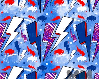 Buffalo Retro Bolts | Seamless | Digital Paper | Football | Instant Download | Bills | Buffalo Football