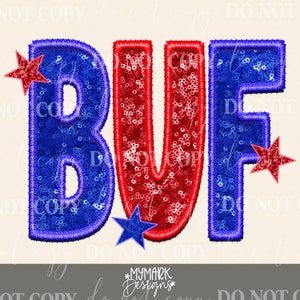 Sequin Star BUF png | Instant Download | Png | Buffalo | Buffalo Football | Spstkle | Faux Embroidered