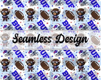Buffalo Football Mascot Seamless Digital Paper (Instant Download)