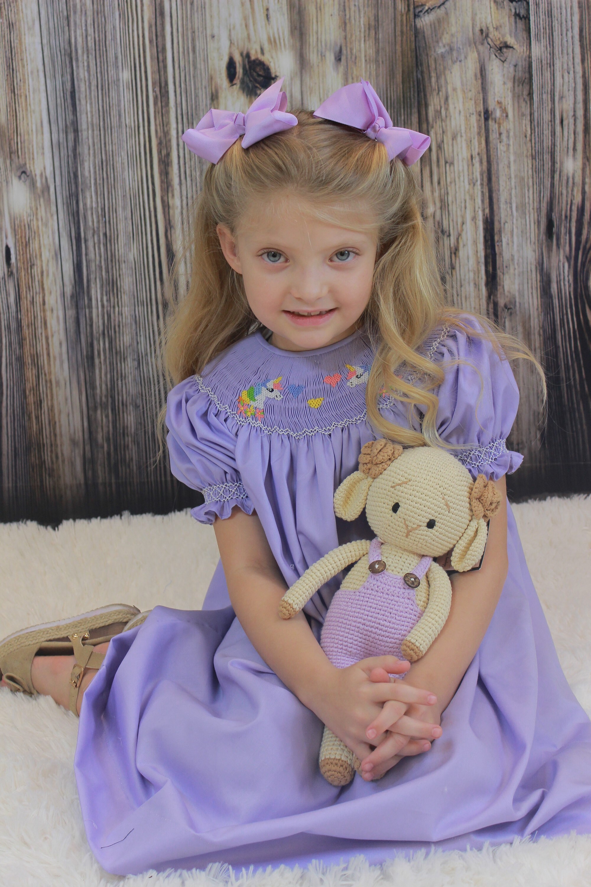 Baby Girl Unicorn Smocked Dress Handmade Dress Embroidery Dress