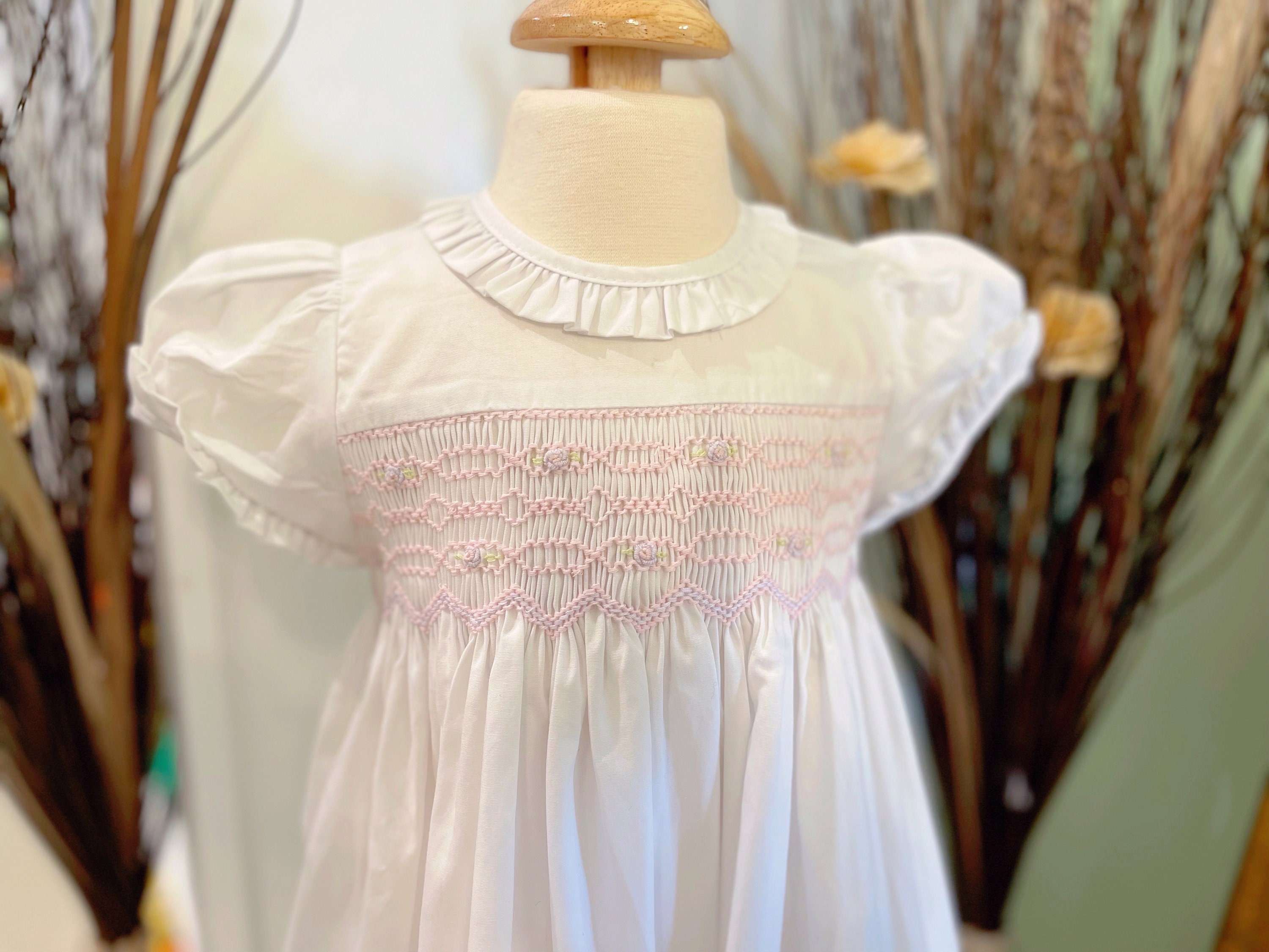 Baby girl long sleeve smocked dress sales