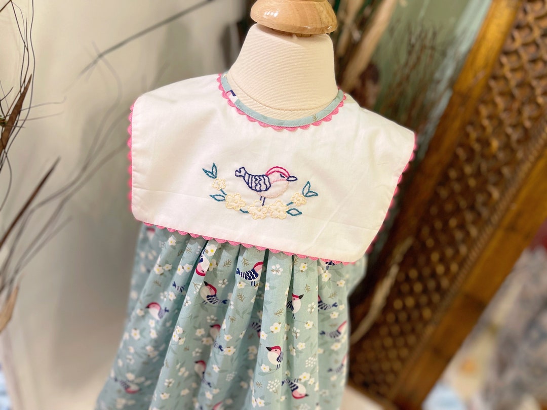 Baby Girls Handembroidery Bird Dress With Bloomer Run Big/ Etsy