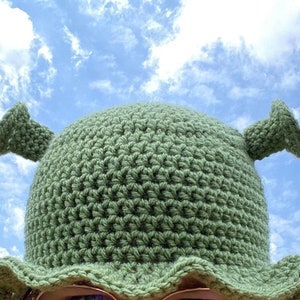 Crochet Shrek/Fiona Ogre Bucket Hat -- in light sage --